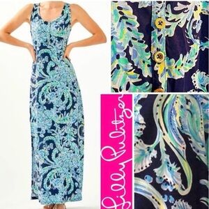 Lilly Pulitzer Vibrant Blue and Green Maxi Dress